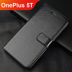 Leather Case Stands Flip Holder Cover L01 for OnePlus 5T A5010 Black