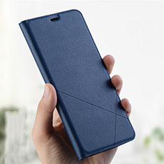 Leather Case Stands Flip Holder Cover L01 for Oppo A7 Blue