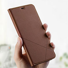 Leather Case Stands Flip Holder Cover L01 for Oppo A7 Brown
