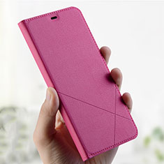 Leather Case Stands Flip Holder Cover L01 for Oppo A7 Hot Pink