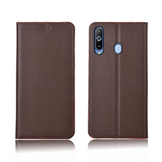 Leather Case Stands Flip Holder Cover L01 for Samsung Galaxy A8s SM-G8870 Brown
