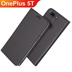 Leather Case Stands Flip Holder Cover L03 for OnePlus 5T A5010 Black