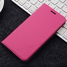Leather Case Stands Flip Holder Cover L04 for OnePlus 5T A5010 Hot Pink