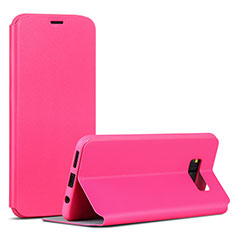 Leather Case Stands Flip Holder Cover P01 for Samsung Galaxy S8 Hot Pink