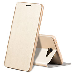 Leather Case Stands Flip Holder Cover S01 for Samsung Galaxy A9 Pro (2016) SM-A9100 Gold