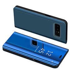 Leather Case Stands Flip Holder Cover S01 for Samsung Galaxy Note 8 Duos N950F Blue