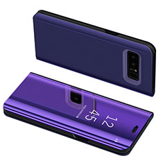 Leather Case Stands Flip Holder Cover S01 for Samsung Galaxy Note 8 Duos N950F Purple