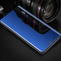 Leather Case Stands Flip Holder Mirror Cover for Oppo R17 Pro Blue