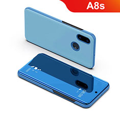 Leather Case Stands Flip Holder Mirror Cover for Samsung Galaxy A8s SM-G8870 Blue