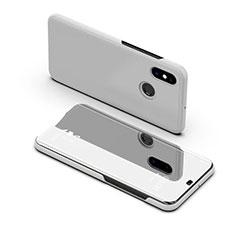 Leather Case Stands Flip Holder Mirror Cover for Samsung Galaxy A8s SM-G8870 Silver