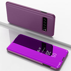 Leather Case Stands Flip Holder Mirror Cover for Samsung Galaxy S10 5G Purple