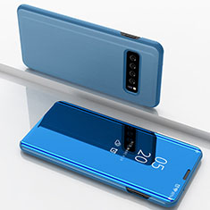 Leather Case Stands Flip Holder Mirror Cover for Samsung Galaxy S10 5G Sky Blue