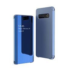 Leather Case Stands Flip Mirror Cover Holder A01 for Samsung Galaxy S10 Plus Blue