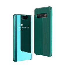 Leather Case Stands Flip Mirror Cover Holder A01 for Samsung Galaxy S10 Plus Green
