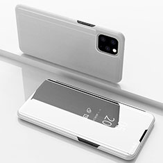 Leather Case Stands Flip Mirror Cover Holder for Apple iPhone 11 Pro Silver