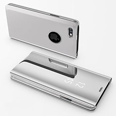 Leather Case Stands Flip Mirror Cover Holder for Apple iPhone 6 Plus Silver