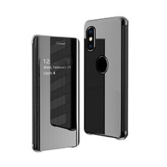 Leather Case Stands Flip Mirror Cover Holder for Apple iPhone Xs Black