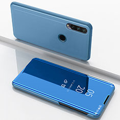 Leather Case Stands Flip Mirror Cover Holder for Huawei Enjoy 10 Plus Blue