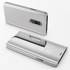 Leather Case Stands Flip Mirror Cover Holder for Huawei G10 Silver