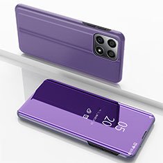 Leather Case Stands Flip Mirror Cover Holder for Huawei Honor X6a Clove Purple