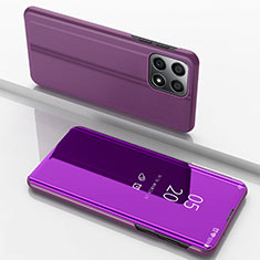 Leather Case Stands Flip Mirror Cover Holder for Huawei Honor X6a Purple