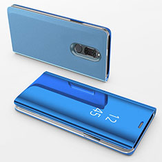 Leather Case Stands Flip Mirror Cover Holder for Huawei Nova 2i Blue