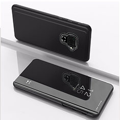 Leather Case Stands Flip Mirror Cover Holder for Huawei Nova 5i Pro Black