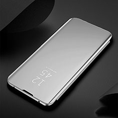 Leather Case Stands Flip Mirror Cover Holder for Huawei Nova 6 5G Silver