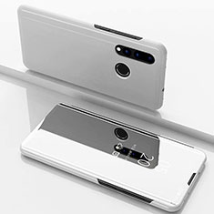 Leather Case Stands Flip Mirror Cover Holder for Huawei P Smart+ Plus Silver