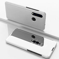Leather Case Stands Flip Mirror Cover Holder for Huawei P30 Lite New Edition Silver