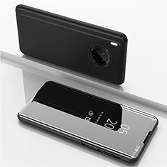 Leather Case Stands Flip Mirror Cover Holder for Huawei Y9a Black