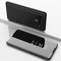 Leather Case Stands Flip Mirror Cover Holder for LG K61 Black