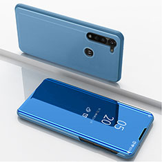 Leather Case Stands Flip Mirror Cover Holder for Motorola Moto G8 Power Blue