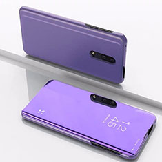 Leather Case Stands Flip Mirror Cover Holder for OnePlus 7 Purple