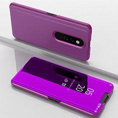Leather Case Stands Flip Mirror Cover Holder for Oppo A9 Purple