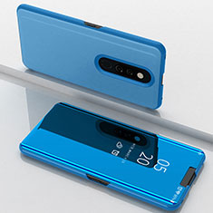Leather Case Stands Flip Mirror Cover Holder for Oppo A9 Sky Blue
