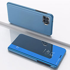 Leather Case Stands Flip Mirror Cover Holder for Oppo A93 Blue