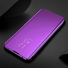 Leather Case Stands Flip Mirror Cover Holder for Oppo A95 5G Purple