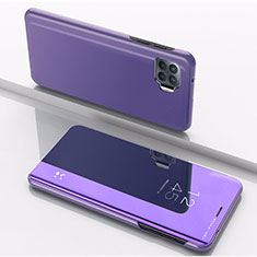 Leather Case Stands Flip Mirror Cover Holder for Oppo F17 Pro Purple