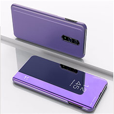 Leather Case Stands Flip Mirror Cover Holder for Oppo Reno Purple