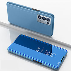 Leather Case Stands Flip Mirror Cover Holder for Oppo Reno6 Pro 5G Blue