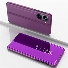 Leather Case Stands Flip Mirror Cover Holder for Realme 10 4G Purple
