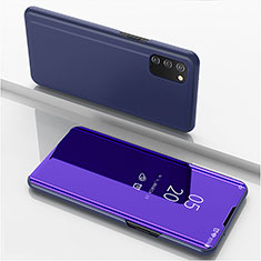 Leather Case Stands Flip Mirror Cover Holder for Samsung Galaxy A03s Purple