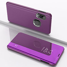 Leather Case Stands Flip Mirror Cover Holder for Samsung Galaxy A10s Purple