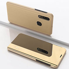 Leather Case Stands Flip Mirror Cover Holder for Samsung Galaxy A20 Gold
