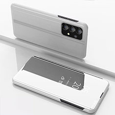 Leather Case Stands Flip Mirror Cover Holder for Samsung Galaxy A33 5G Silver