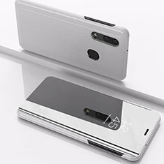 Leather Case Stands Flip Mirror Cover Holder for Samsung Galaxy A40 Silver