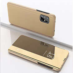 Leather Case Stands Flip Mirror Cover Holder for Samsung Galaxy A71 4G A715 Gold