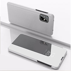 Leather Case Stands Flip Mirror Cover Holder for Samsung Galaxy A71 4G A715 Silver