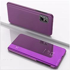 Leather Case Stands Flip Mirror Cover Holder for Samsung Galaxy A71 5G Purple